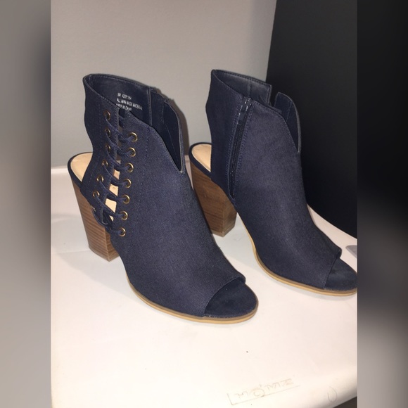 Cato Shoes - SOLD - Cato | Denim Peep toe booties